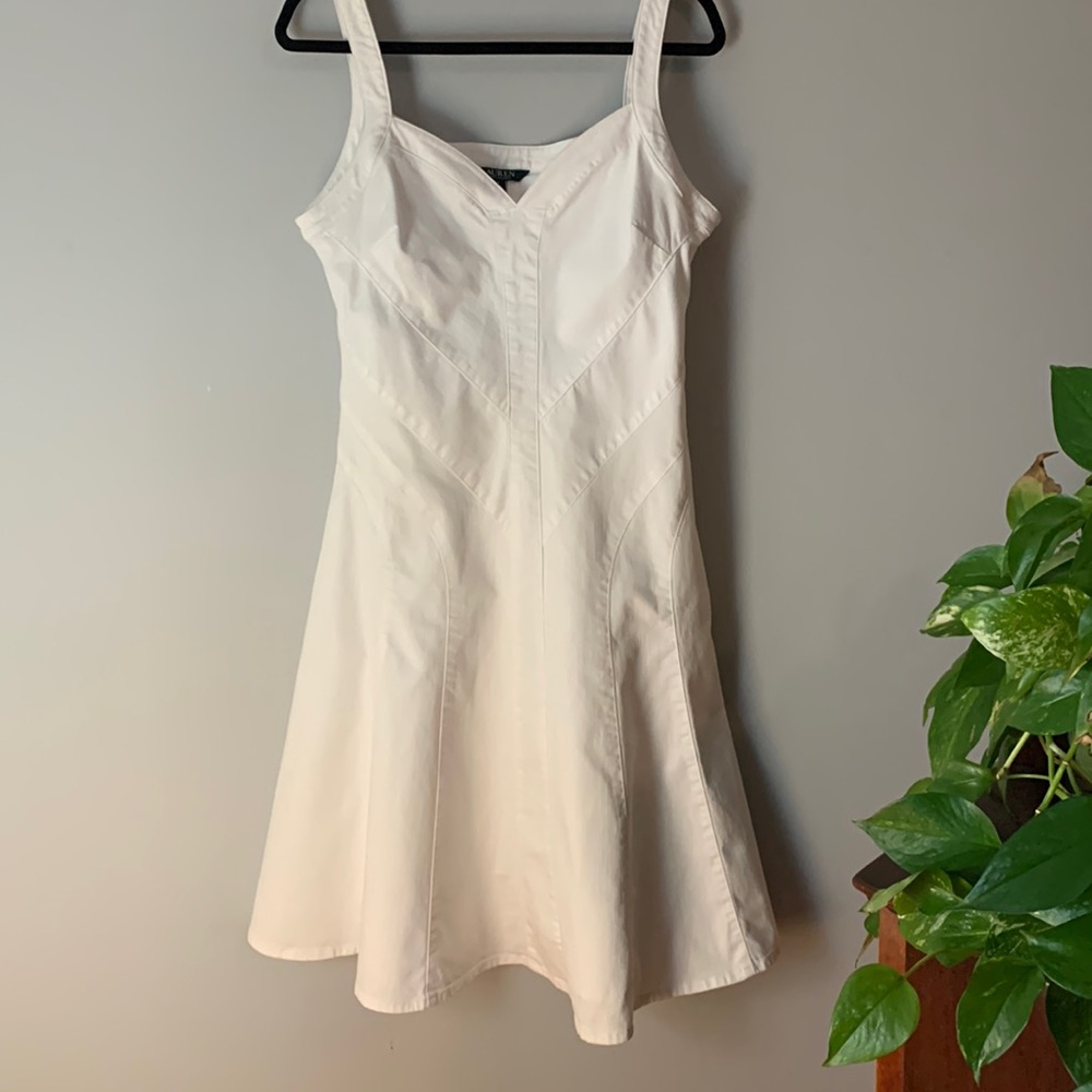 LAUREN Ralph Lauren White Denim Dress Size 12 Worn Once 99% Cotton